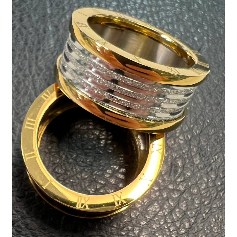 Retro Stainless Steel Rings Unisex Exotic  Roman Numerals